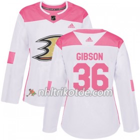 Anaheim Ducks Trikot John Gibson 36 Adidas 2017-2018 Weiß Pink Fashion Authentic - Dame